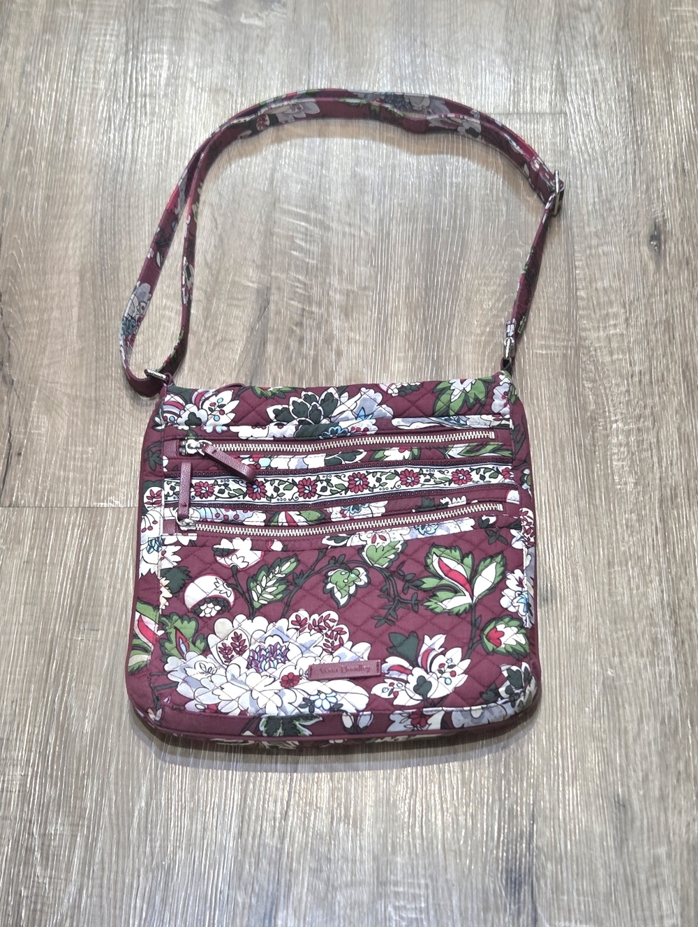 Vera Bradley Bordeaux Blooms Pre-Owned Crossbody Hipster Shoulder Bag